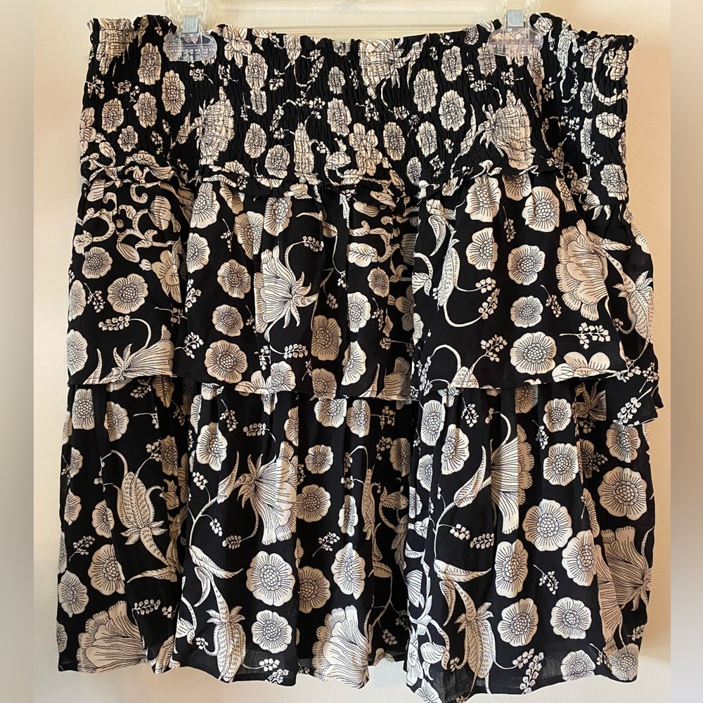 Anthropologie XL ruffled layered Skirt flouncy Black Tan